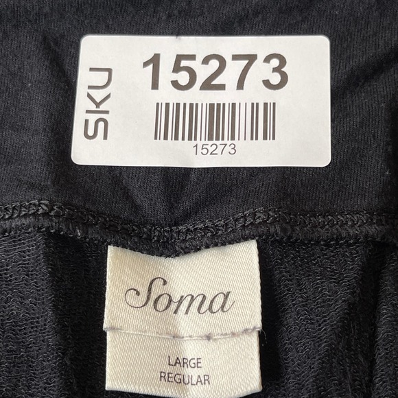 Soma Black Wide Leg Lounge Pants Women's Large Regular Pockets Comfy - Picture 3 of 8